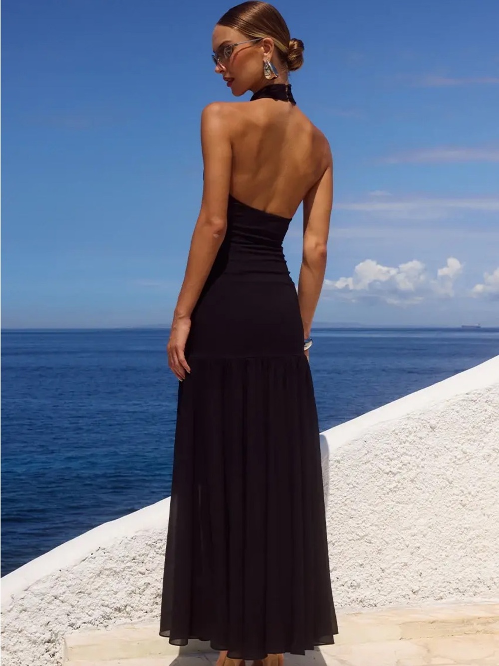 YAZMIN HALTER MAXI DRESS - BLACK - Picture 2 of 4
